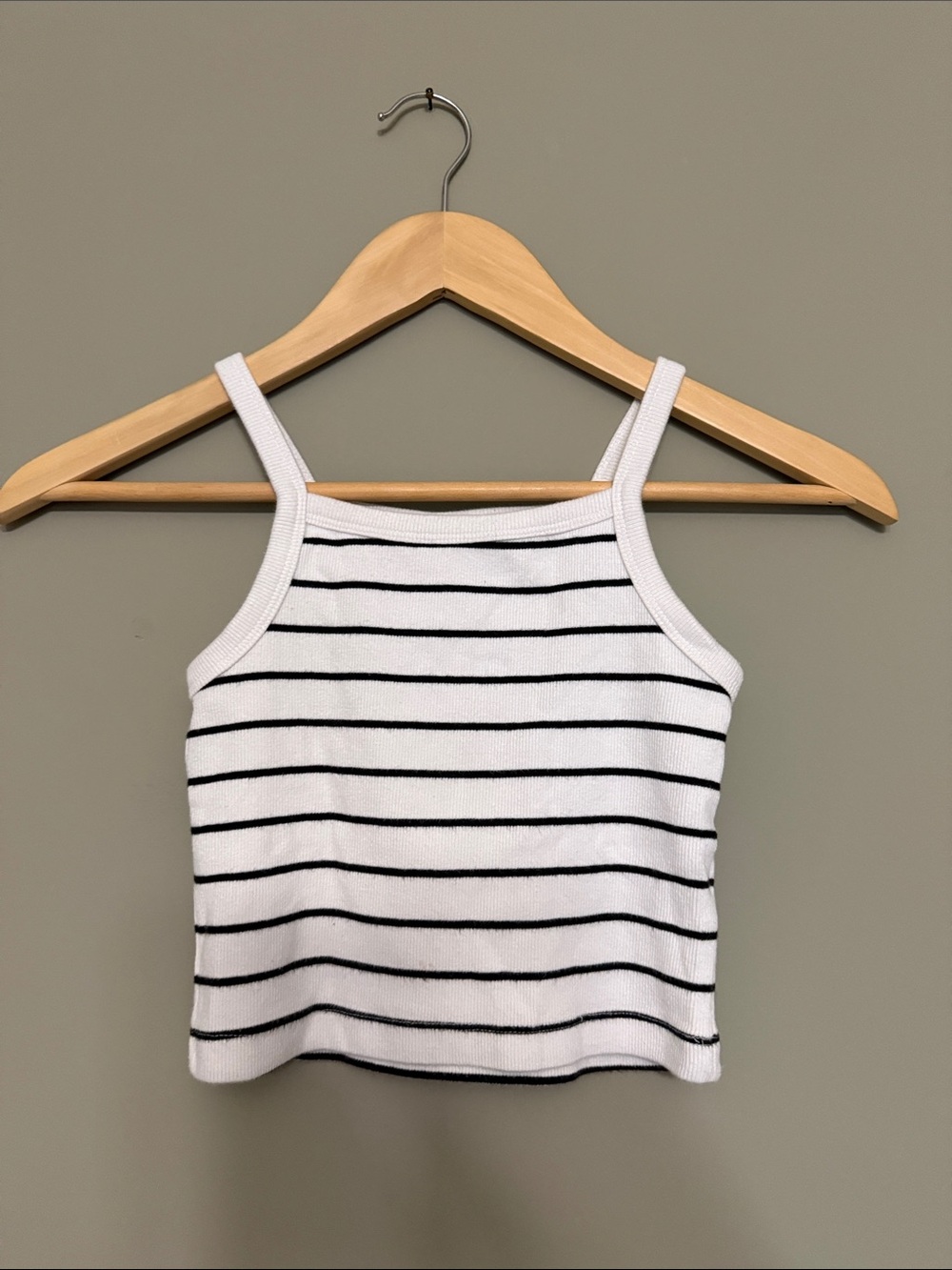 Zara Kids White & Black Striped Ribbed Tank Top